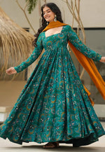 Load image into Gallery viewer, Teal Rayon Readymade Anarkali Suit
