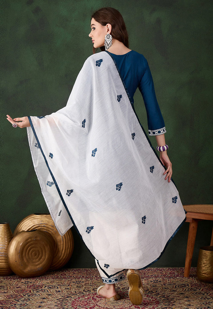 Teal Rayon Readymade Pakistani Suit