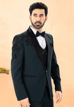 Load image into Gallery viewer, Teal Rayon Tuxedos Suit
