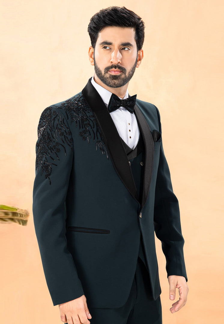 Teal Rayon Tuxedos Suit