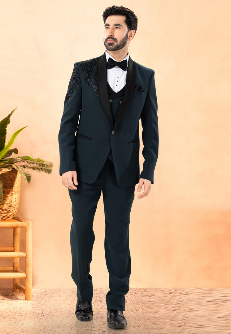 Teal Rayon Tuxedos Suit