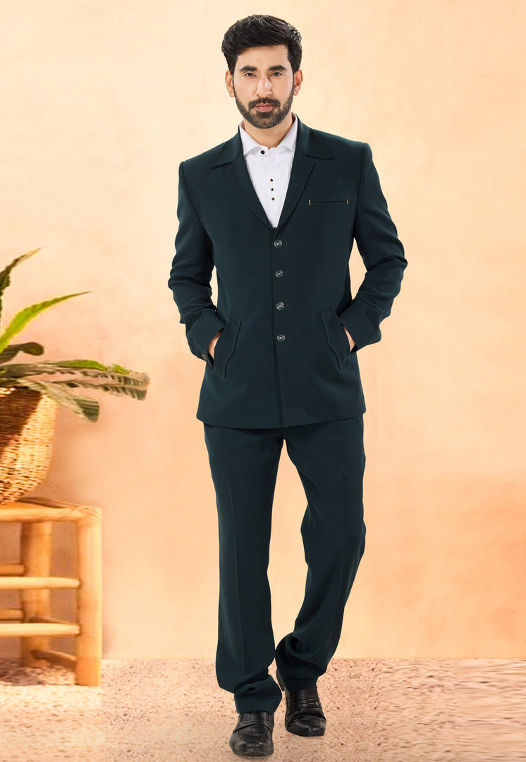 Teal Rayon Tuxedos Suit