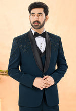 Load image into Gallery viewer, Teal Rayon Tuxedos Suit

