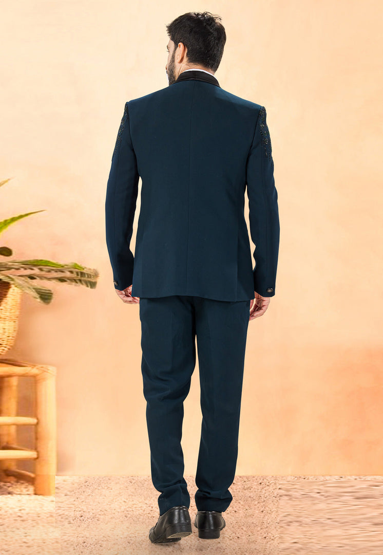 Teal Rayon Tuxedos Suit