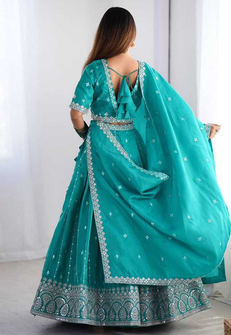 Teal Shimmer Lehenga Choli