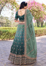 Load image into Gallery viewer, Teal Silk A Line Lehenga Choli
