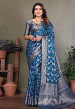 Load image into Gallery viewer, Teal Silk Bandhani Print Saree