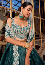 Load image into Gallery viewer, Teal Silk Circular Lehenga Choli
