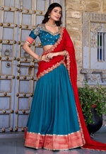 Load image into Gallery viewer, Teal Silk Circular Lehenga Choli

