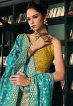 Load image into Gallery viewer, Teal Silk Lehenga Choli
