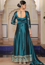 Load image into Gallery viewer, Teal Silk Long Anarkali Suit
