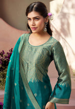 Load image into Gallery viewer, Teal Silk Pakistani Suit
