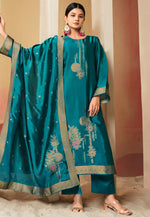 Load image into Gallery viewer, Teal Silk Pakistani Suit
