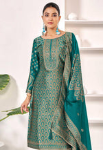 Load image into Gallery viewer, Teal Silk Pakistani Suit
