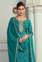 Load image into Gallery viewer, Teal Silk Palazzo Suit
