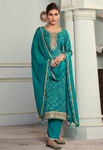Load image into Gallery viewer, Teal Silk Palazzo Suit
