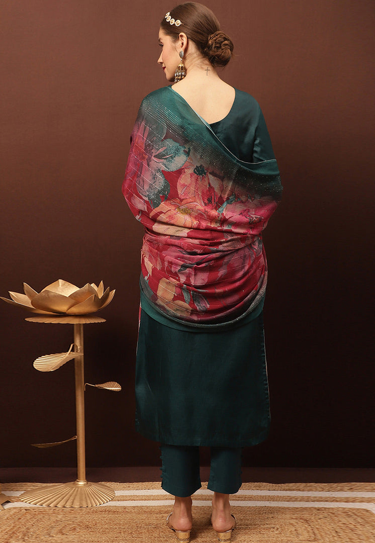 Teal Silk Pant Style Suit