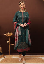 Load image into Gallery viewer, Teal Silk Pant Style Suit

