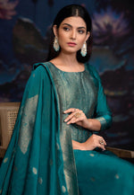 Load image into Gallery viewer, Teal Silk Pant Style Suit
