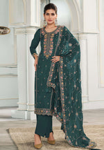 Load image into Gallery viewer, Teal Silk Pant Style Suit
