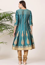 Load image into Gallery viewer, Teal Silk Readymade Churidar Salwar Suit
