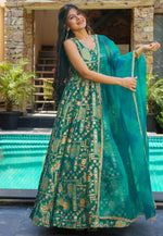 Load image into Gallery viewer, Teal Silk Readymade Long Anarkali Suit
