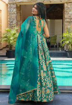 Load image into Gallery viewer, Teal Silk Readymade Long Anarkali Suit
