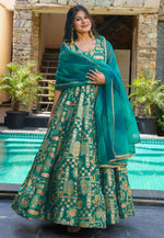 Load image into Gallery viewer, Teal Silk Readymade Long Anarkali Suit
