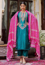 Load image into Gallery viewer, Teal Silk Readymade Pakistani Suit
