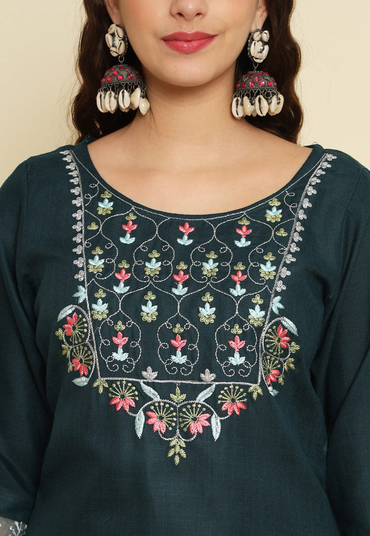 Teal Silk Readymade Pakistani Suit