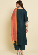 Load image into Gallery viewer, Teal Silk Readymade Pakistani Suit

