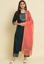 Load image into Gallery viewer, Teal Silk Readymade Pakistani Suit
