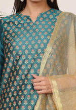 Load image into Gallery viewer, Teal Silk Readymade Pakistani Suit
