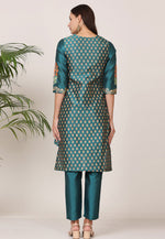 Load image into Gallery viewer, Teal Silk Readymade Pakistani Suit
