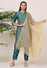 Load image into Gallery viewer, Teal Silk Readymade Pakistani Suit
