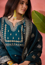 Load image into Gallery viewer, Teal Silk Readymade Pakistani Suit

