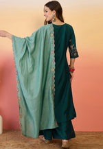 Load image into Gallery viewer, Teal Silk Readymade Pakistani Suit
