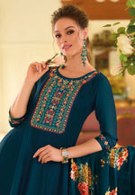 Load image into Gallery viewer, Teal Silk Readymade Pant Style Suit
