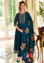 Load image into Gallery viewer, Teal Silk Readymade Pant Style Suit

