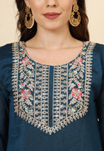 Load image into Gallery viewer, Teal Silk Readymade Pant Style Suit
