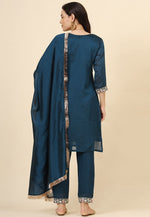 Load image into Gallery viewer, Teal Silk Readymade Pant Style Suit

