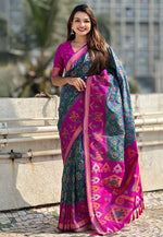 Load image into Gallery viewer, Teal Silk Saree With Blouse
