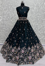 Load image into Gallery viewer, Teal Silk Wedding Lehenga Choli
