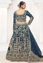 Load image into Gallery viewer, Teal Silk Wedding Lehenga Choli
