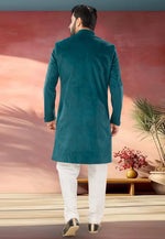 Load image into Gallery viewer, Teal Suede Indo Western Suit
