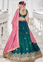 Load image into Gallery viewer, Teal Tissue Lehenga Choli
