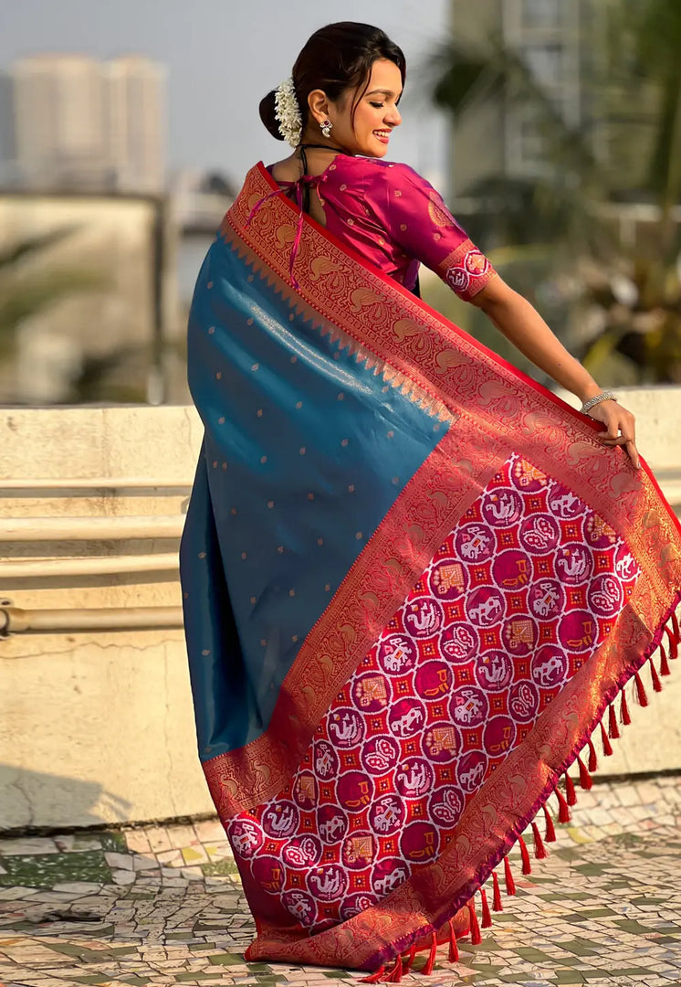 Teal Tissue Paithani Saree