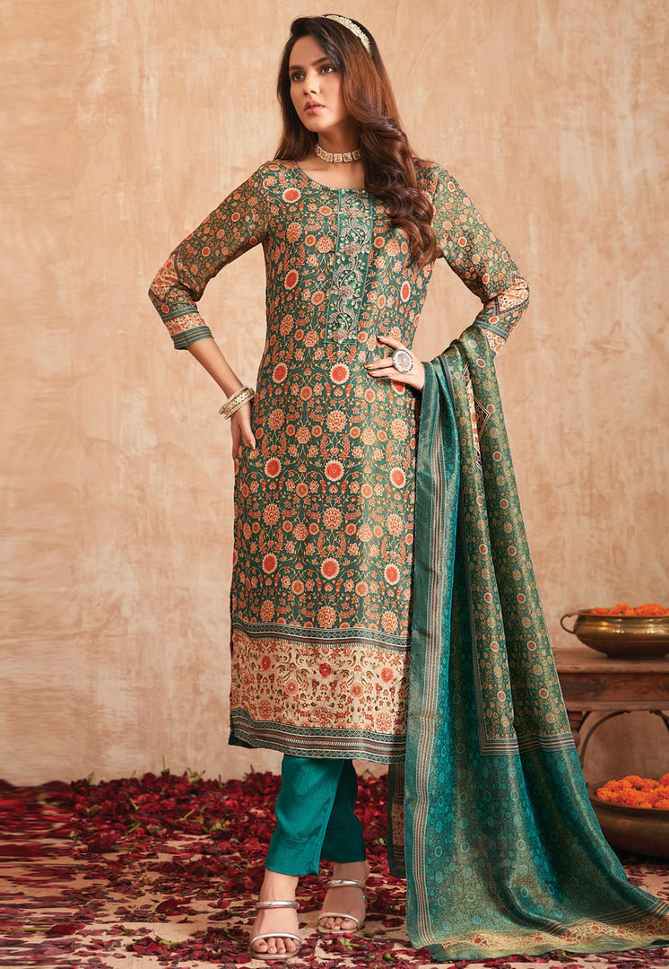 Teal Tissue Pant Style Suit