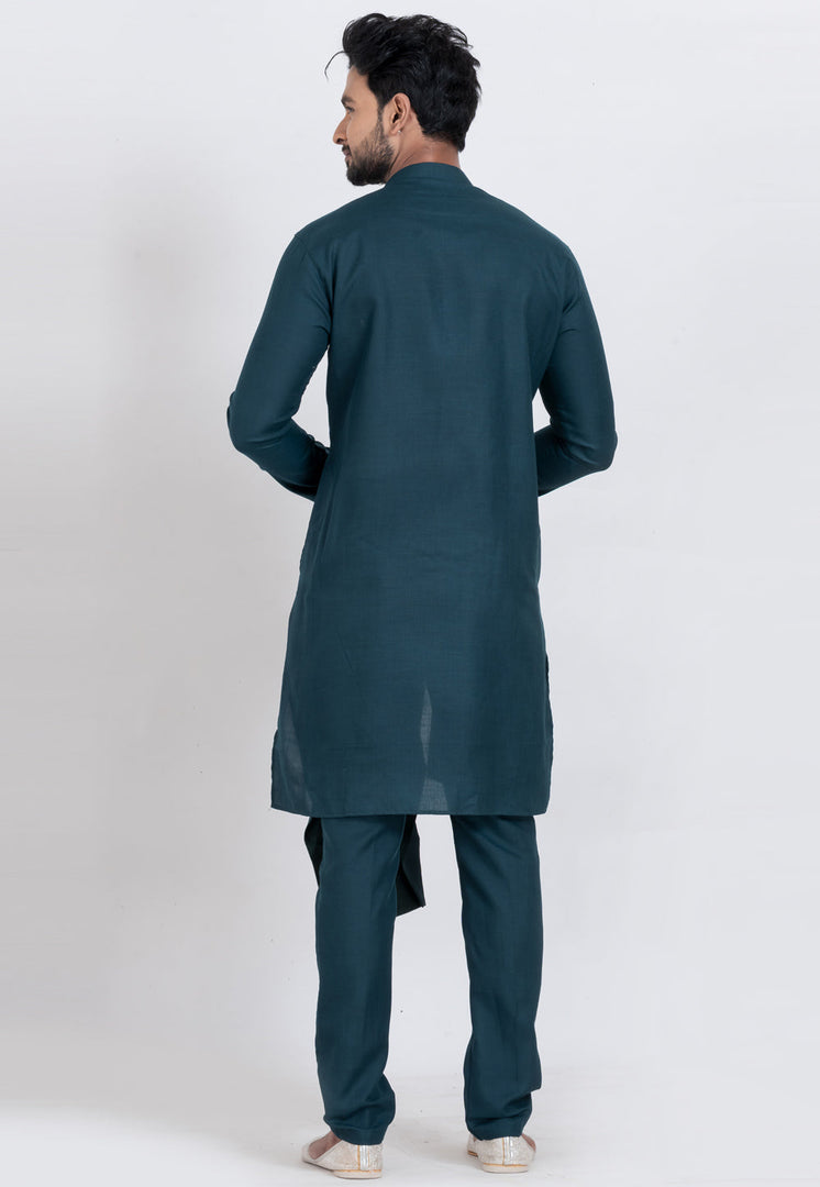 Teal Viscose Indo Western Kurta