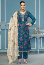 Load image into Gallery viewer, Teal Viscose Pant Style Suit
